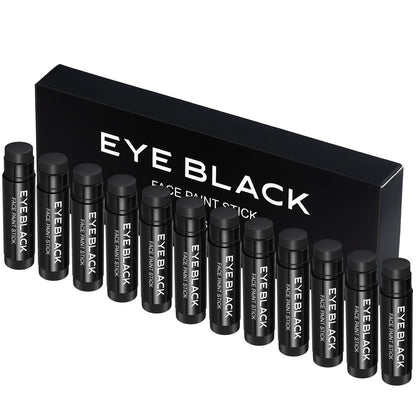 CCbeauty 12er-Pack Schwarzer Augenstift für Baseball, Football, Softball & Lacrosse – Anti-Glare, wasserfest, hochpigmentiert