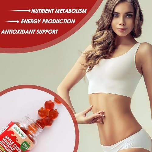 careleaf Apfelessig Gummibärchen - Stoffwechsel Gummis mit 1000mg ACV & Vitamin B6 B12, ACV Gummis für Stoffwechsel, Verdauung, Entgiftung, Darm- & Immunsystem, 60 Stück