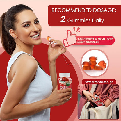 careleaf Apfelessig Gummibärchen - Stoffwechsel Gummis mit 1000mg ACV & Vitamin B6 B12, ACV Gummis für Stoffwechsel, Verdauung, Entgiftung, Darm- & Immunsystem, 60 Stück