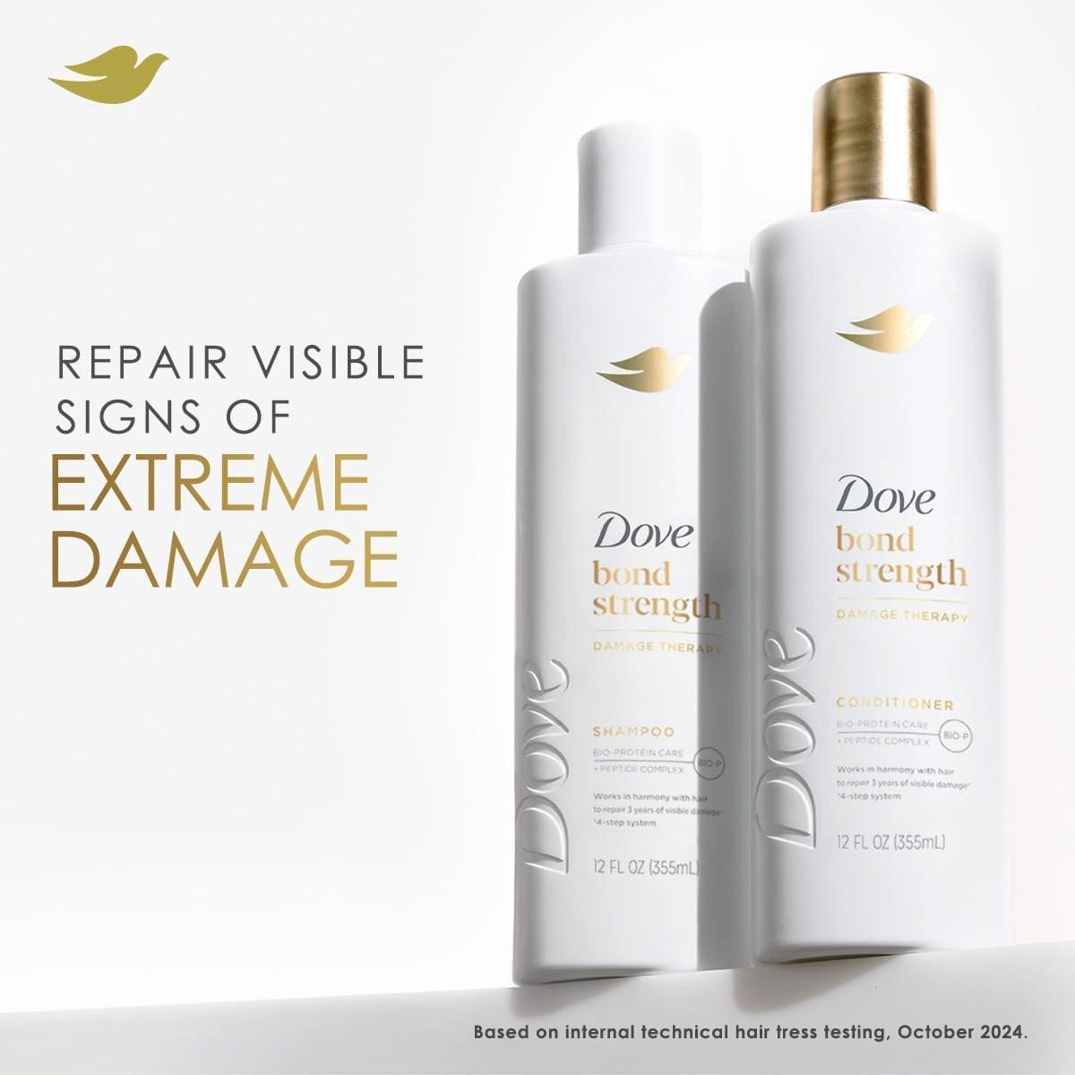 Dove Bond Strength Shampoo & Conditioner Set + Haarserum – Reparatur-Set für geschädigtes und krauses Haar (3-teilig)