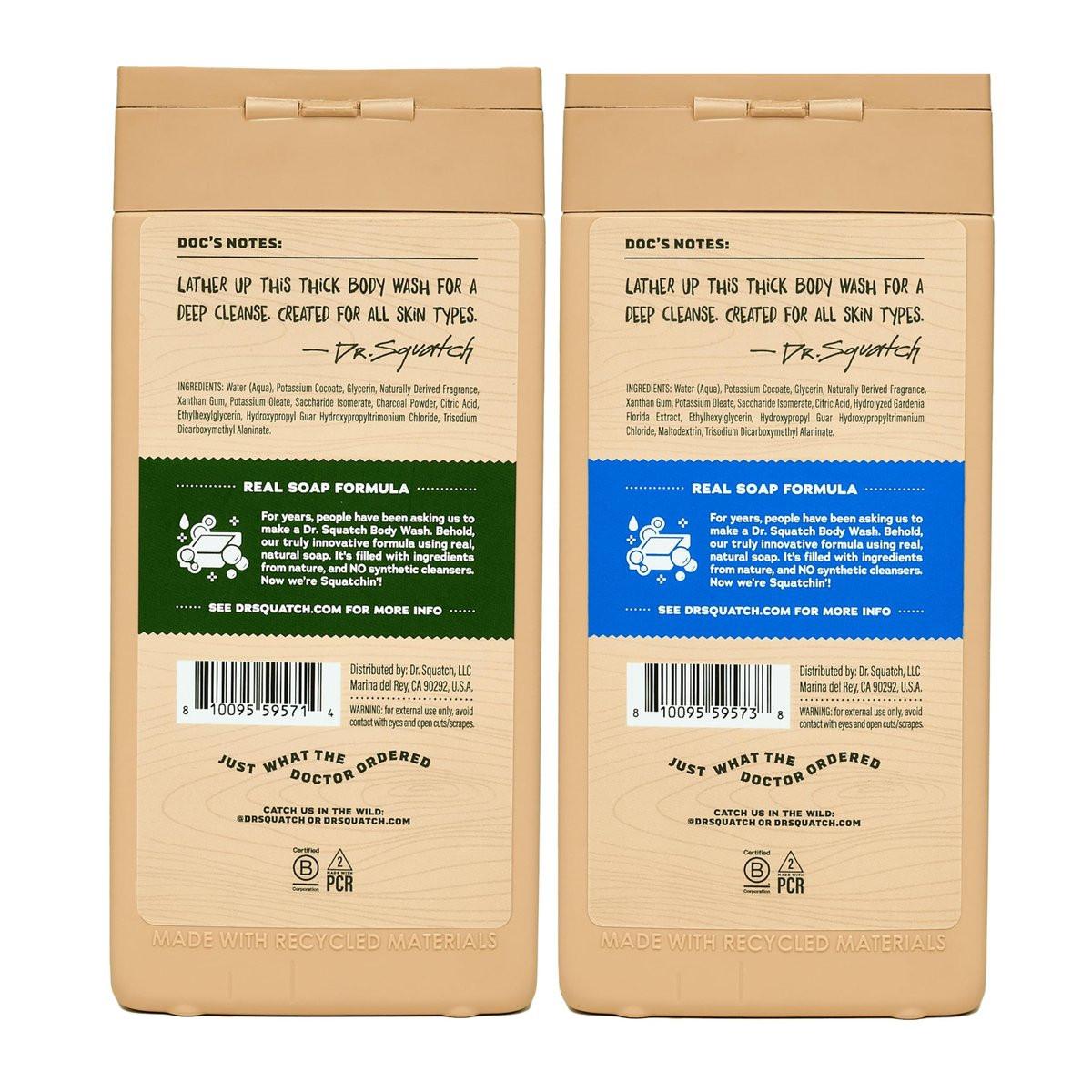 Dr. Squatch Herren Duschgel mit pflegenden, natürlichen Inhaltsstoffen | Ohne Parabene, Phthalate, Sulfate | Den ganzen Tag Feuchtigkeit | Langanhaltender Duft | Pine Tar & Fresh Falls (14 oz, 2er-Pack)