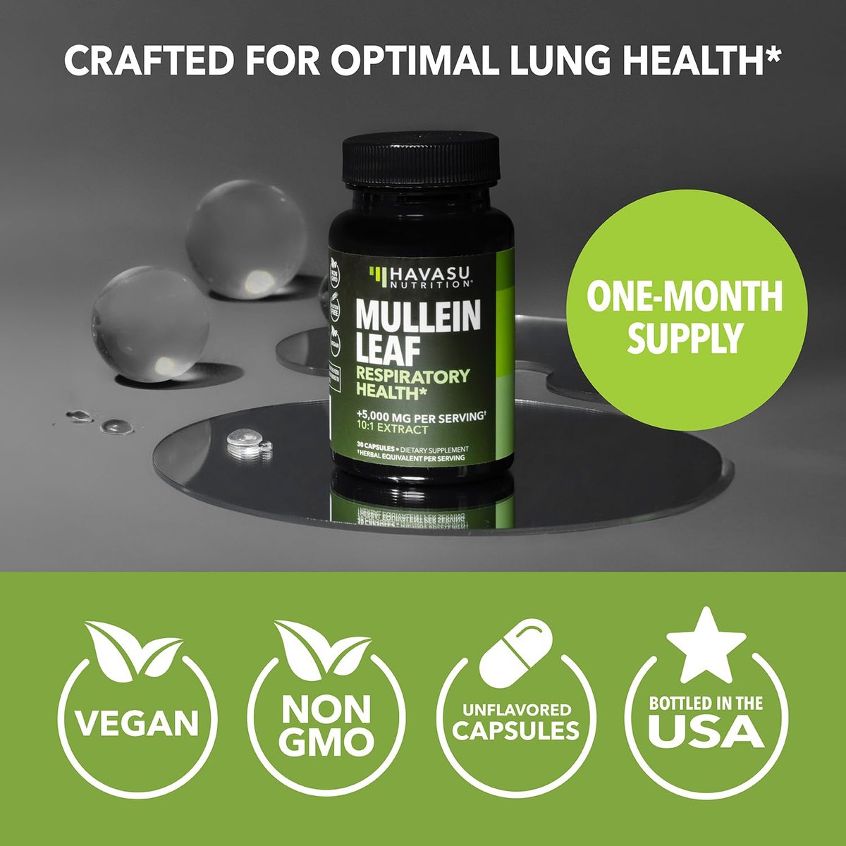 Mulleinblatt-Kapseln für die Atemwegsgesundheit – 500 mg Mullein-Extrakt zur Unterstützung der Lungenfunktion und des Immunsystems – 30 Kapseln – Vegan, Nicht-GMO – Pflanzliches Nahrungsergänzungsmittel für das tägliche Wohlbefinden – 1-Monats-Vorrat