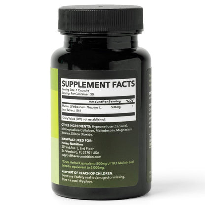 Mulleinblatt-Kapseln für die Atemwegsgesundheit – 500 mg Mullein-Extrakt zur Unterstützung der Lungenfunktion und des Immunsystems – 30 Kapseln – Vegan, Nicht-GMO – Pflanzliches Nahrungsergänzungsmittel für das tägliche Wohlbefinden – 1-Monats-Vorrat