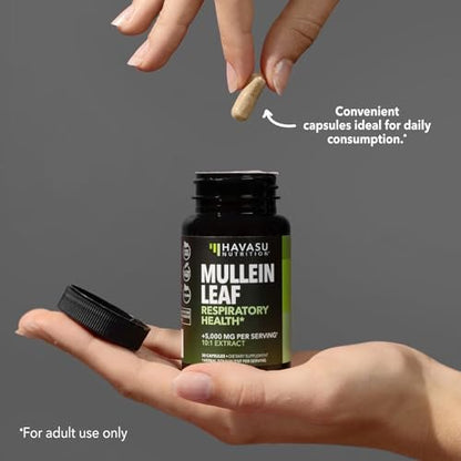 Mulleinblatt-Kapseln für die Atemwegsgesundheit – 500 mg Mullein-Extrakt zur Unterstützung der Lungenfunktion und des Immunsystems – 30 Kapseln – Vegan, Nicht-GMO – Pflanzliches Nahrungsergänzungsmittel für das tägliche Wohlbefinden – 1-Monats-Vorrat
