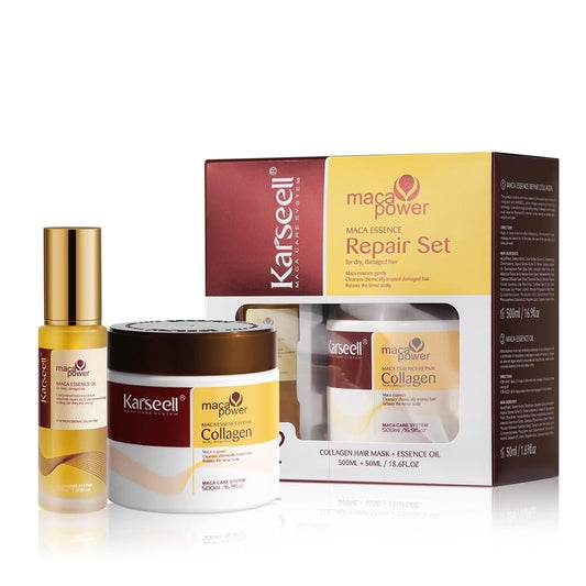 Karseell Collagen Haarmaske & Arganöl Set – Tiefenpflege für trockenes, geschädigtes Haar – Reparatur & Feuchtigkeit für alle Haartypen – 500 ml + 50 ml