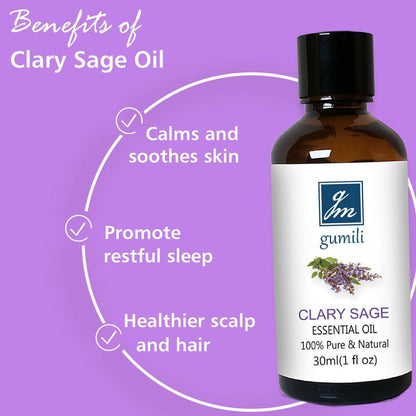 GM Gumili Clary-Salbei Ätherisches Öl 30 ml – 100% rein & unverdünnt für Diffuser, Haut, Massage, DIY
