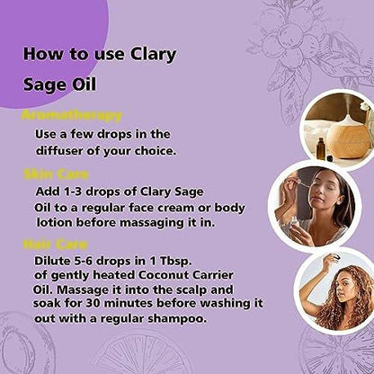 GM Gumili Clary-Salbei Ätherisches Öl 30 ml – 100% rein & unverdünnt für Diffuser, Haut, Massage, DIY