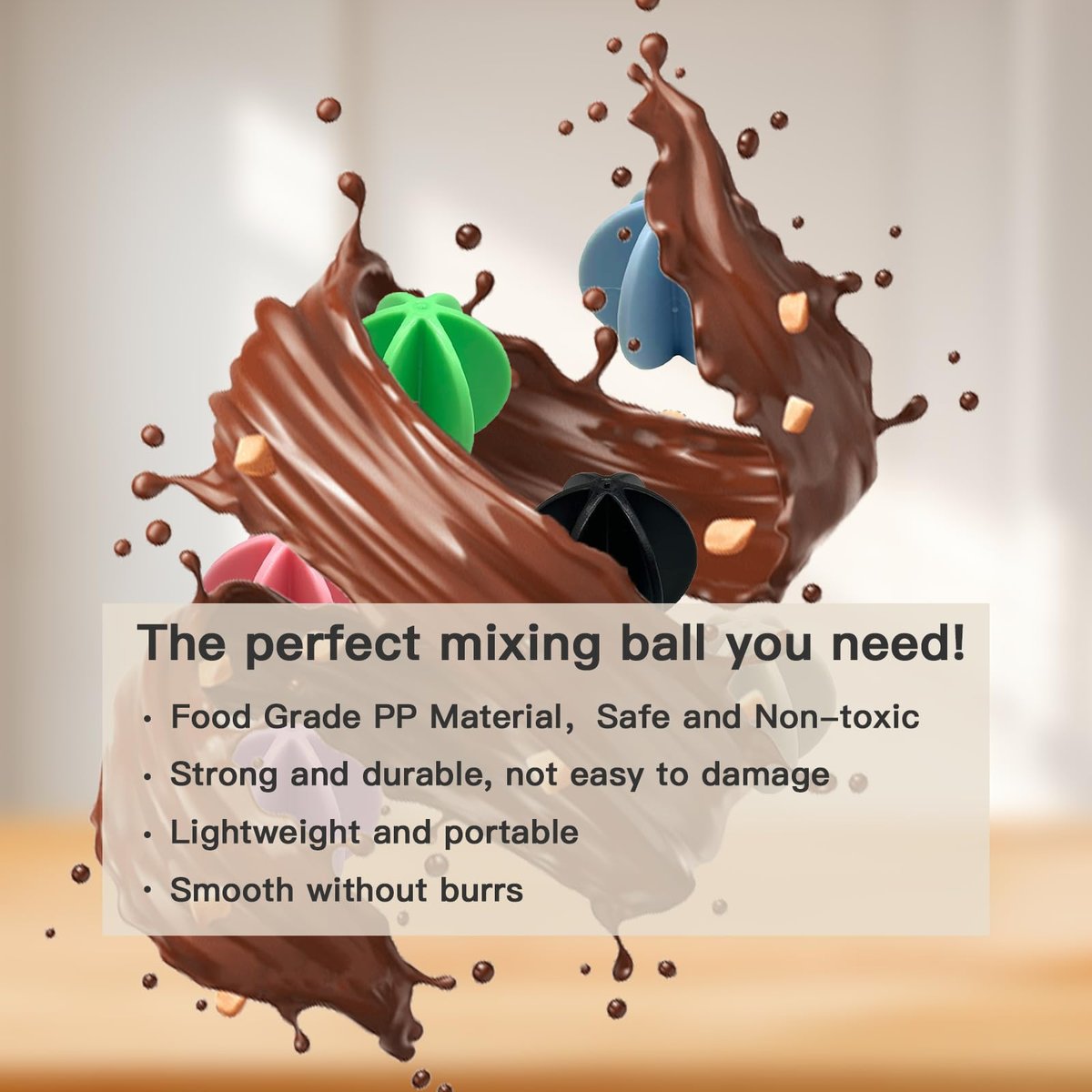 BuRuiJi Shaker Balls 6 Stück – Bunte Protein Shaker Kugeln aus Kunststoff, Ersatz für Shaker Flaschen, Durchmesser 1,5 Zoll