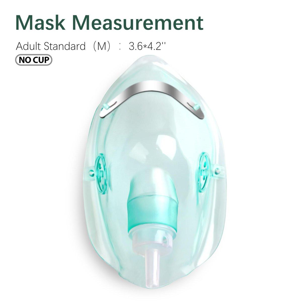 2er-Pack Sauerstoffmaske für Erwachsene mit 2m Schlauch & verstellbarem elastischem Band (Größe M+L-Grün-2 Stück) - Ohne Becher