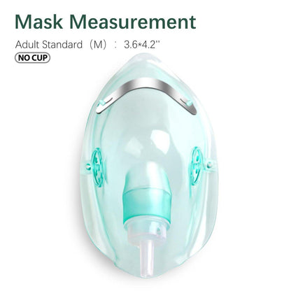 2er-Pack Sauerstoffmaske für Erwachsene mit 2m Schlauch & verstellbarem elastischem Band (Größe M+L-Grün-2 Stück) - Ohne Becher