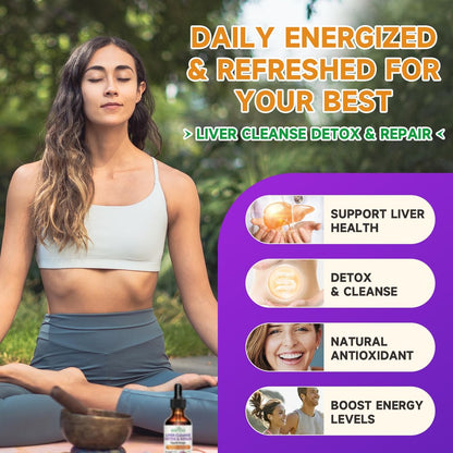 Liver Cleanse Detox & Repair Liquid Drops - 2000mg Mariendistel, Löwenzahnwurzel, Artischocke, Silymarin-Extrakt & Kurkuma Kräuter - Vegan, Nicht-GVO - 60 ml Flasche