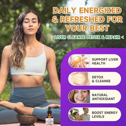 Liver Cleanse Detox & Repair Liquid Drops - 2000mg Mariendistel, Löwenzahnwurzel, Artischocke, Silymarin-Extrakt & Kurkuma Kräuter - Vegan, Nicht-GVO - 60 ml Flasche