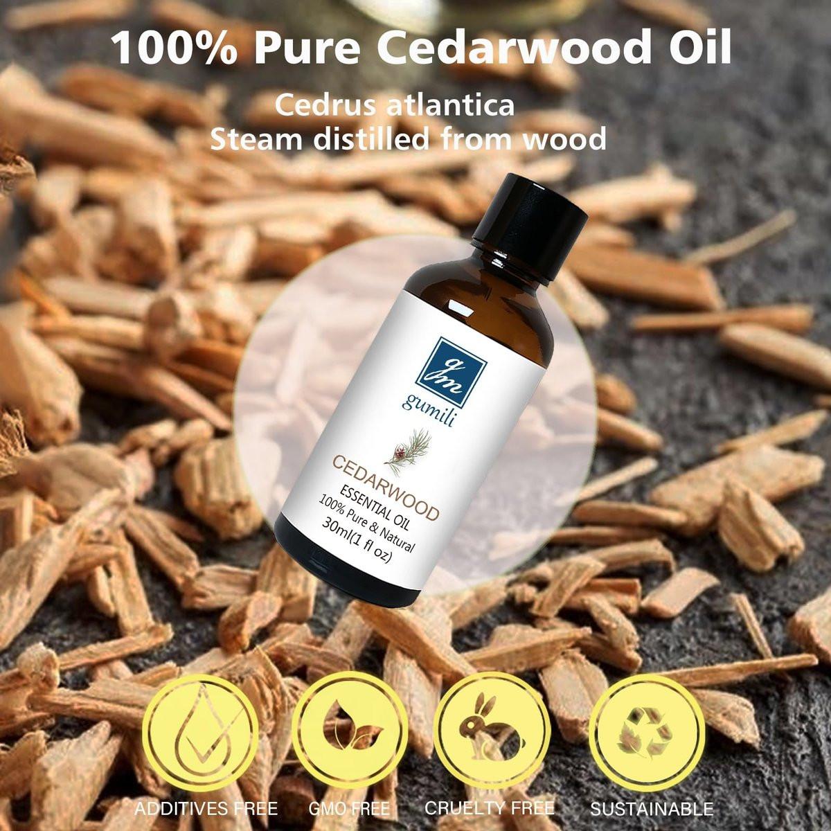 GM Gumili Zedernholz ätherisches Öl 30 ml – 100% reines Naturöl für Diffuser, Haut, Haare, Kerzen & DIY Körperpflege