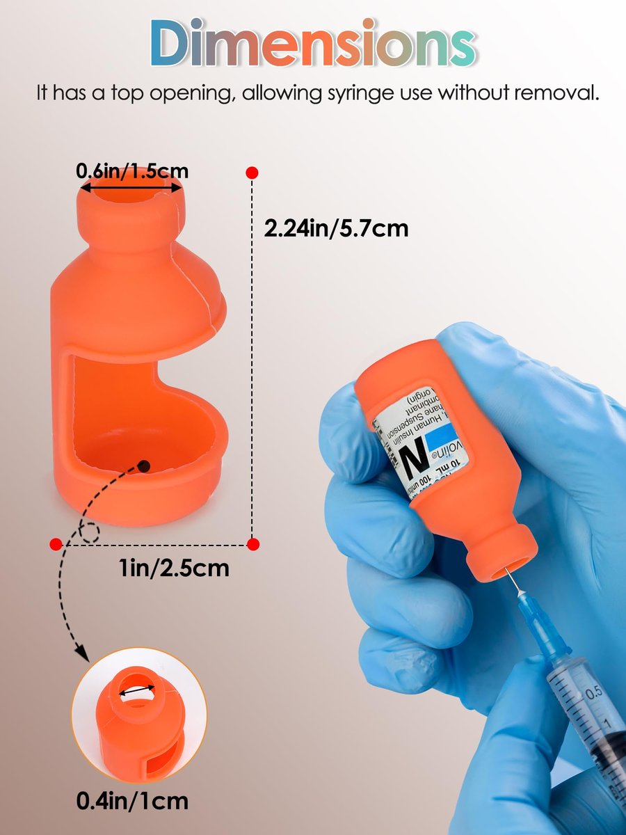 YOUSHARES Insulinfläschchen-Hülle – Silikon-Schutzhülle für 10 ml Insulinfläschchen, stoßfest, wiederverwendbar, Diabetes-Zubehör (Orange+Blau+Grün)