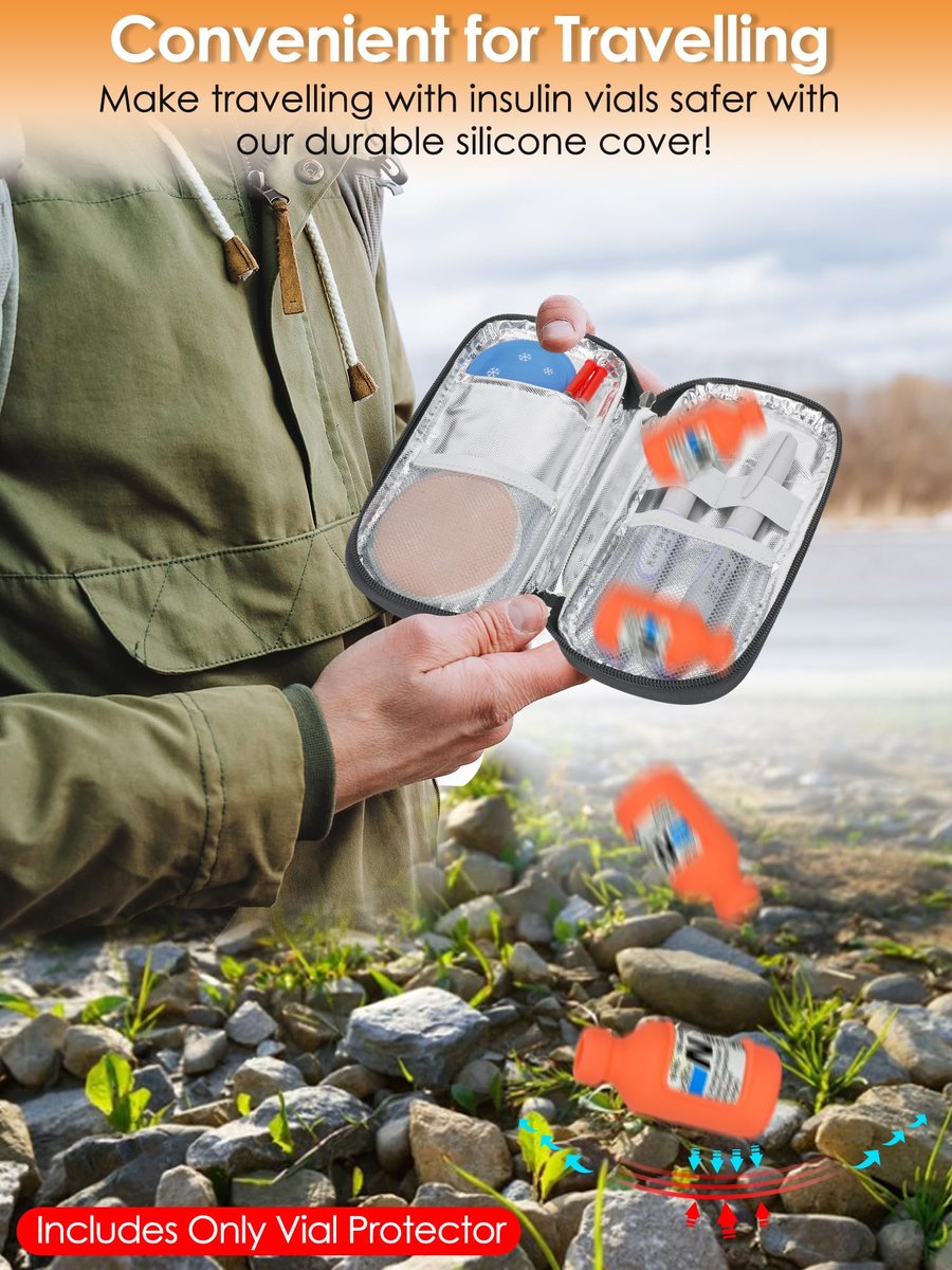 YOUSHARES Insulinfläschchen-Hülle – Silikon-Schutzhülle für 10 ml Insulinfläschchen, stoßfest, wiederverwendbar, Diabetes-Zubehör (Orange+Blau+Grün)