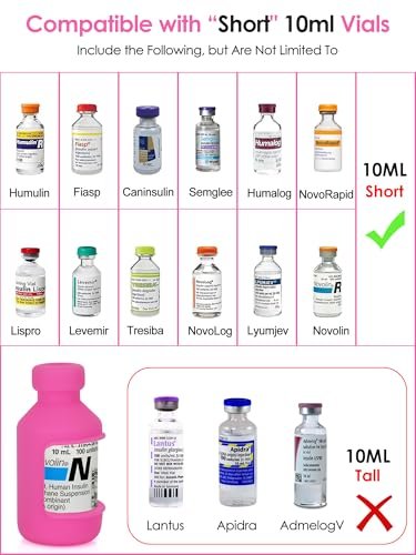 YOUSHARES Insulinfläschchen-Schutzhülle – Silikon-Schutzhülle für 10 ml kurze Insulinfläschchen, stoßfest, weich und flexibel, Diabetes-Zubehör (Weiß, Pink, Lila)
