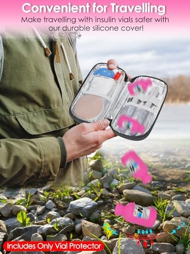 YOUSHARES Insulinfläschchen-Schutzhülle – Silikon-Schutzhülle für 10 ml kurze Insulinfläschchen, stoßfest, weich und flexibel, Diabetes-Zubehör (Weiß, Pink, Lila)