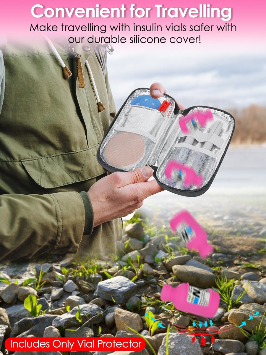 YOUSHARES Insulinfläschchen-Schutzhülle – Silikon-Schutzhülle für 10 ml kurze Insulinfläschchen, stoßfest, weich und flexibel, Diabetes-Zubehör (Weiß, Pink, Lila)