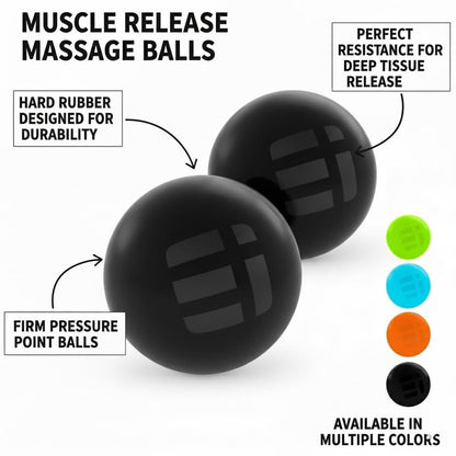 Massage-Lacrosse-Bälle für Tiefengewebsentspannung – Triggerpunkt-Therapie-Ball-Set für Plantarfasziitis, myofasziale Freisetzung für Rücken, Schultern, Füße – Massageball-Roller – 2er-Pack (Night Black)