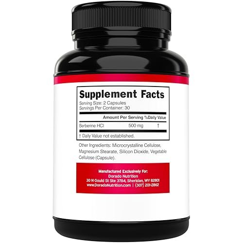 Berberin Supplement 500 mg pro Portion (60 Kapseln) – Berberin HCL zur Unterstützung der Darmgesundheit für Männer und Frauen – Premium-Ergänzung für Erwachsene – Drittanbieter getestet – Vegane Kapseln & Hergestellt in den USA