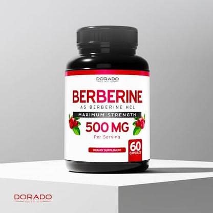 Berberin Supplement 500 mg pro Portion (60 Kapseln) – Berberin HCL zur Unterstützung der Darmgesundheit für Männer und Frauen – Premium-Ergänzung für Erwachsene – Drittanbieter getestet – Vegane Kapseln & Hergestellt in den USA