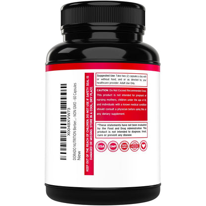 Berberin Supplement 500 mg pro Portion (60 Kapseln) – Berberin HCL zur Unterstützung der Darmgesundheit für Männer und Frauen – Premium-Ergänzung für Erwachsene – Drittanbieter getestet – Vegane Kapseln & Hergestellt in den USA