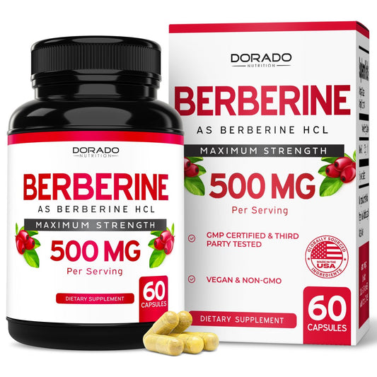Berberin Supplement 500 mg pro Portion (60 Kapseln) – Berberin HCL zur Unterstützung der Darmgesundheit für Männer und Frauen – Premium-Ergänzung für Erwachsene – Drittanbieter getestet – Vegane Kapseln & Hergestellt in den USA