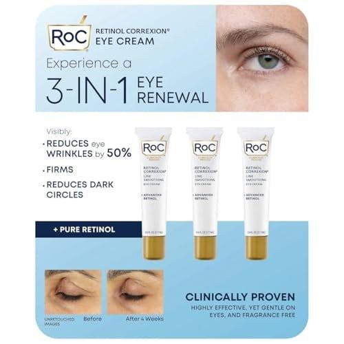 Eye See RoC Linien glättende Augencreme, 0,6 Flüssigunzen (3er-Pack)