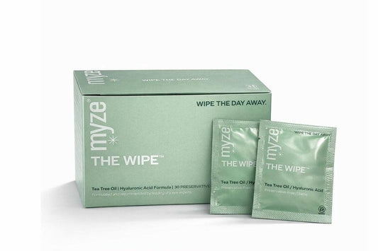 The Wipe™ von myze | Konservierungsmittelfreie Teebaumöl- und Hyaluronsäure-Augenlid-Tücher zur täglichen Linderung | 30 sterile Lid-Reinigungstücher