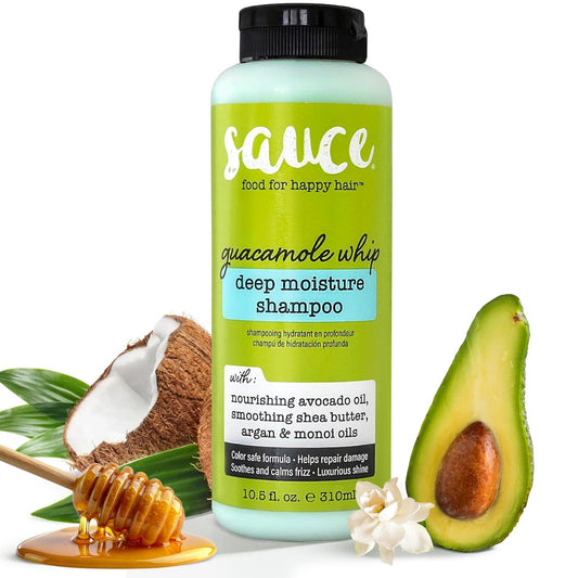 SAUCE BEAUTY Guacamole Whip Shampoo – Tiefenfeuchte-Shampoo mit Sheabutter, Avocado-, Argan-, Monoi- und Kokosöl (10,5 Fl Oz) – Frizz-Kontrolle & Haarreparatur für alle Haartypen