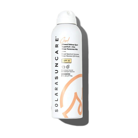 Solara Suncare Go! Mineral Defense SPORT Superfruit Sheer Sunscreen Mist SPF 30 – EWG-verifiziert, vegan, tierversuchsfrei, riffreundlich, nicht als Aerosol, wasserbeständig, für alle Hauttypen (177 ml)