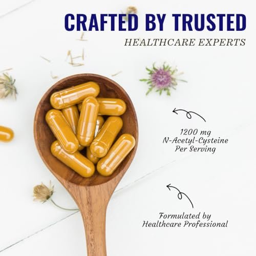 Vitamatic NAC Supplement mit Mariendistel 50:1 Extrakt - Unterstützt Immun-, Atemwegs- und Lebergesundheit, 1200 mg pro Portion, 120 vegane Kapseln