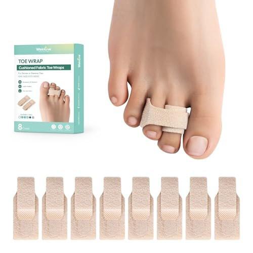 Welnove Hammerzehen-Strecher - 8er-Pack Zehenwickel - Hammerzehen-Korrektor für Frauen - Zehenschienen für krumme, gekrümmte, verbogene Zehen - (Groß, Beige)