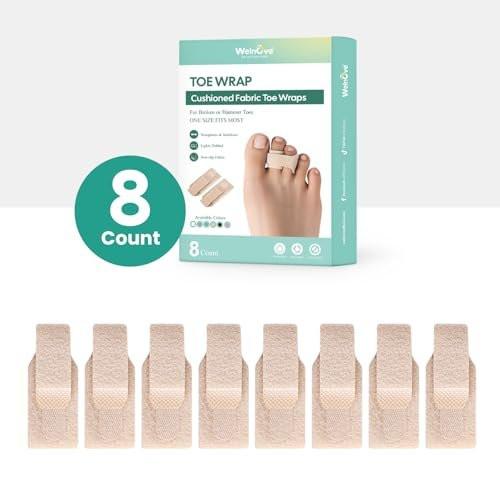 Welnove Hammerzehen-Strecher - 8er-Pack Zehenwickel - Hammerzehen-Korrektor für Frauen - Zehenschienen für krumme, gekrümmte, verbogene Zehen - (Groß, Beige)