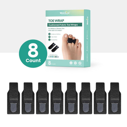Welnove Hammerzehen-Straightener - 8er-Pack Zehenwickel - Hammerzehen-Korrektor für Frauen - Zehenschienen für krumme, gekräuselte und verbogene Zehen - (Groß, Schwarz)