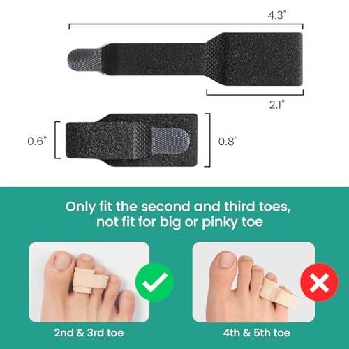 Welnove Hammerzehen-Straightener - 8er-Pack Zehenwickel - Hammerzehen-Korrektor für Frauen - Zehenschienen für krumme, gekräuselte und verbogene Zehen - (Groß, Schwarz)