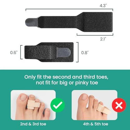 Welnove Hammerzehen-Straightener - 8er-Pack Zehenwickel - Hammerzehen-Korrektor für Frauen - Zehenschienen für krumme, gekräuselte und verbogene Zehen - (Groß, Schwarz)