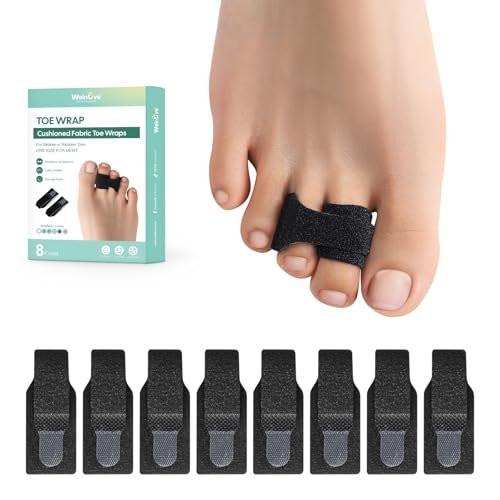 Welnove Hammerzehen-Straightener - 8er-Pack Zehenwickel - Hammerzehen-Korrektor für Frauen - Zehenschienen für krumme, gekräuselte und verbogene Zehen - (Groß, Schwarz)