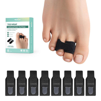 Welnove Hammerzehen-Straightener - 8er-Pack Zehenwickel - Hammerzehen-Korrektor für Frauen - Zehenschienen für krumme, gekräuselte und verbogene Zehen - (Groß, Schwarz)
