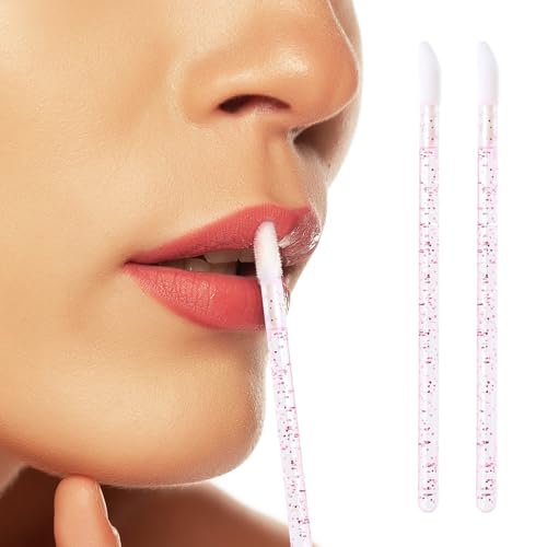Tbestmax 200 Lippenapplikatoren Einweg-Lippenbürsten Kristall-Lippenstift Lipgloss-Stäbchen, Pink