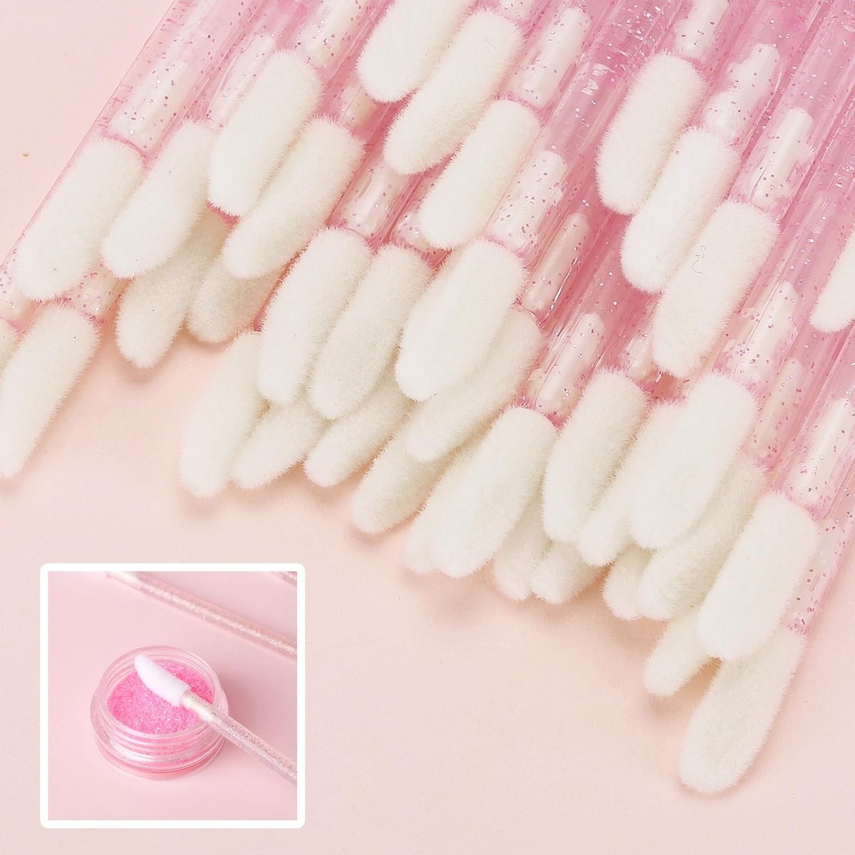 Tbestmax 200 Lippenapplikatoren Einweg-Lippenbürsten Kristall-Lippenstift Lipgloss-Stäbchen, Pink