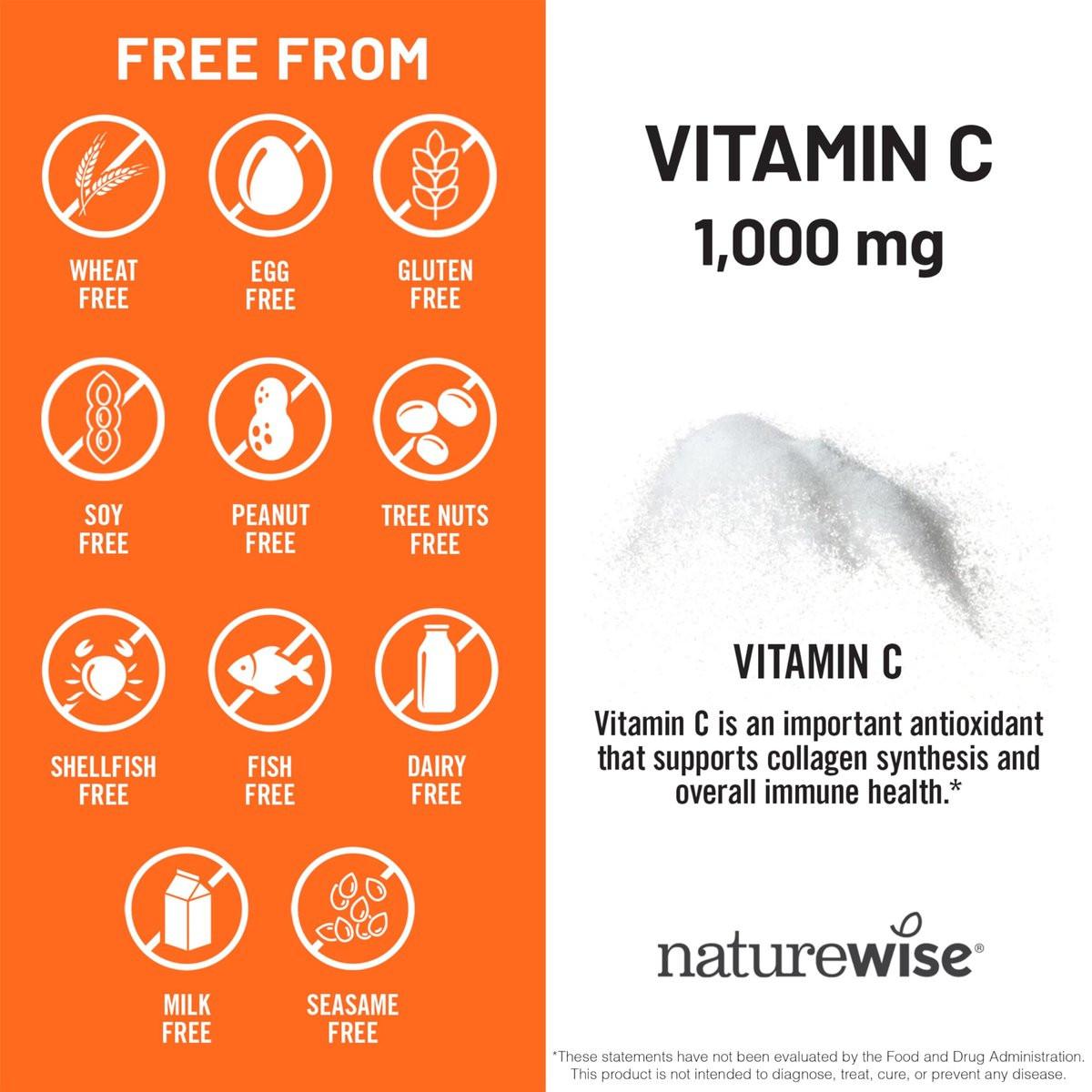 NatureWise Vitamin C 1000mg Kapseln – Hochdosiertes veganes Vitamin C für tägliche Antioxidans- & Immununterstützung – Nicht-GMO, hergestellt in den USA – 120 Kapseln [120-Tage-Vorrat]