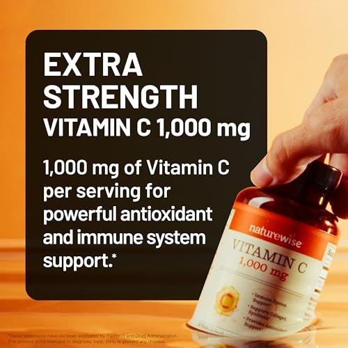 NatureWise Vitamin C 1000mg Kapseln – Hochdosiertes veganes Vitamin C für tägliche Antioxidans- & Immununterstützung – Nicht-GMO, hergestellt in den USA – 120 Kapseln [120-Tage-Vorrat]