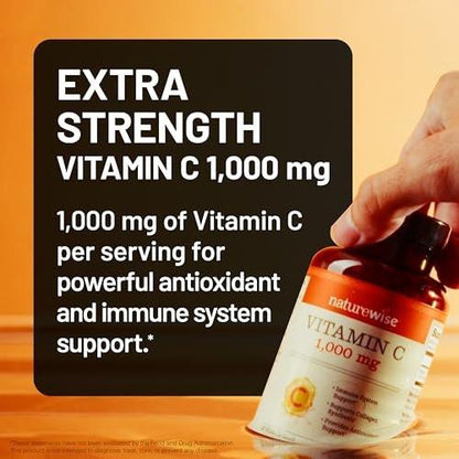 NatureWise Vitamin C 1000mg Kapseln – Hochdosiertes veganes Vitamin C für tägliche Antioxidans- & Immununterstützung – Nicht-GMO, hergestellt in den USA – 120 Kapseln [120-Tage-Vorrat]