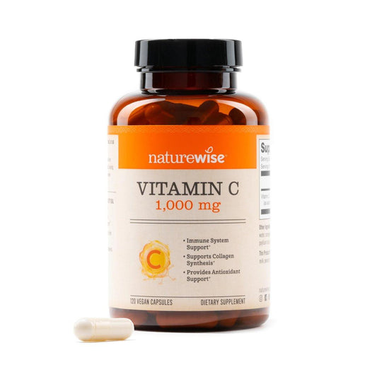 NatureWise Vitamin C 1000mg Kapseln – Hochdosiertes veganes Vitamin C für tägliche Antioxidans- & Immununterstützung – Nicht-GMO, hergestellt in den USA – 120 Kapseln [120-Tage-Vorrat]