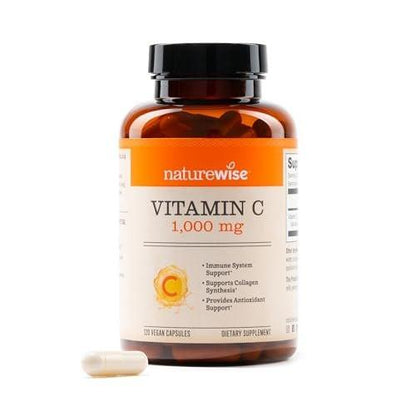 NatureWise Vitamin C 1000mg Kapseln – Hochdosiertes veganes Vitamin C für tägliche Antioxidans- & Immununterstützung – Nicht-GMO, hergestellt in den USA – 120 Kapseln [120-Tage-Vorrat]