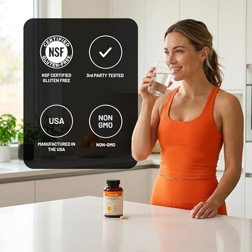 NatureWise Vitamin C 1000mg Kapseln – Hochdosiertes veganes Vitamin C für tägliche Antioxidans- & Immununterstützung – Nicht-GMO, hergestellt in den USA – 120 Kapseln [120-Tage-Vorrat]