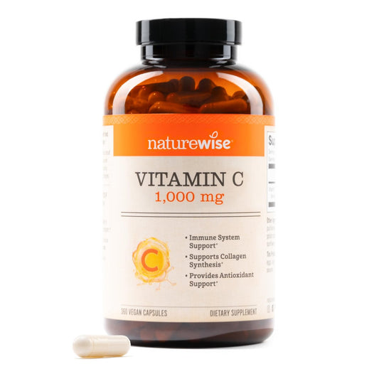 NatureWise Vitamin C 1000 mg Kapseln - Hochdosiertes veganes Vitamin C für tägliche Antioxidans- & Immununterstützung - Nicht-GMO, hergestellt in den USA - 360 Kapseln [360-Tage-Vorrat]