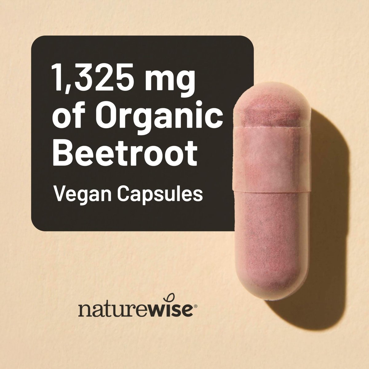 NatureWise Rote-Bete-Kapseln 1325 mg mit Bio-Rote-Bete - Stickstoffmonoxid-Booster für Kreislauf und Herzgesundheit - Vegan, glutenfrei, ohne Gentechnik - 120 Kapseln (60 Tage Vorrat)
