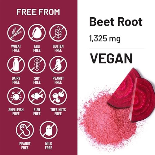 NatureWise Rote-Bete-Kapseln 1325 mg mit Bio-Rote-Bete - Stickstoffmonoxid-Booster für Kreislauf und Herzgesundheit - Vegan, glutenfrei, ohne Gentechnik - 120 Kapseln (60 Tage Vorrat)